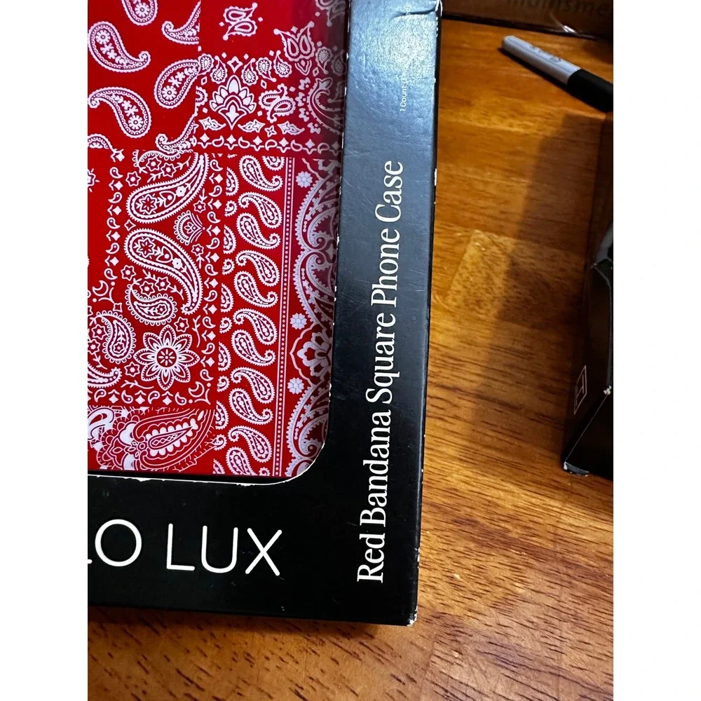 Hello Lux Red Bandana Square Phone Case for iPhone Air MagSafe TPU Paisley